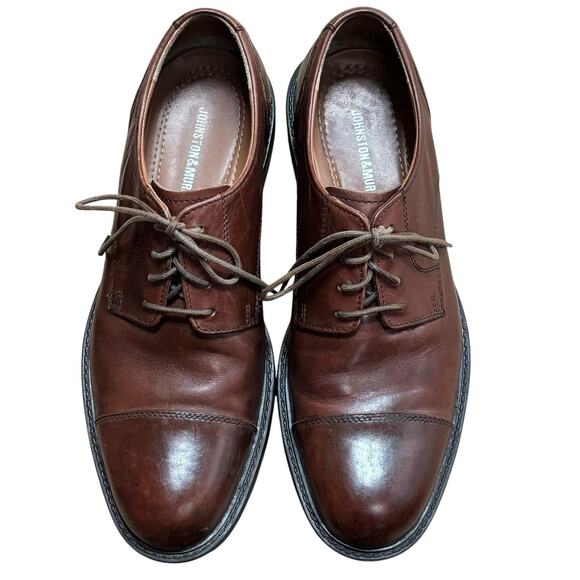 Johnston & Murphy Tabor Brown - Cognac Tan 9M Cap Toe Dress Shoe Oxfords Lace Up - Picture 1 of 8